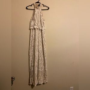 LuLu’s Britney White Lace Halter Jumpsuit